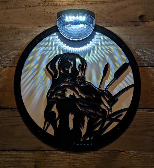 Gun Dog Solar Wall Art | Laser Cut Metal Hunting Dog Garden Plaque