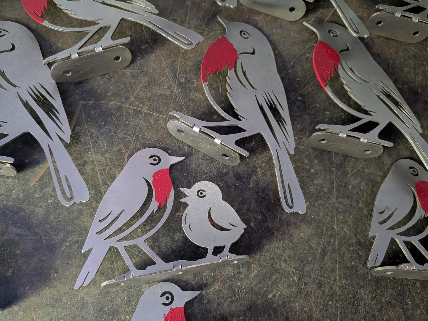 Rusty Robin & Chick Fence Topper | Laser Cut Metal Garden Art