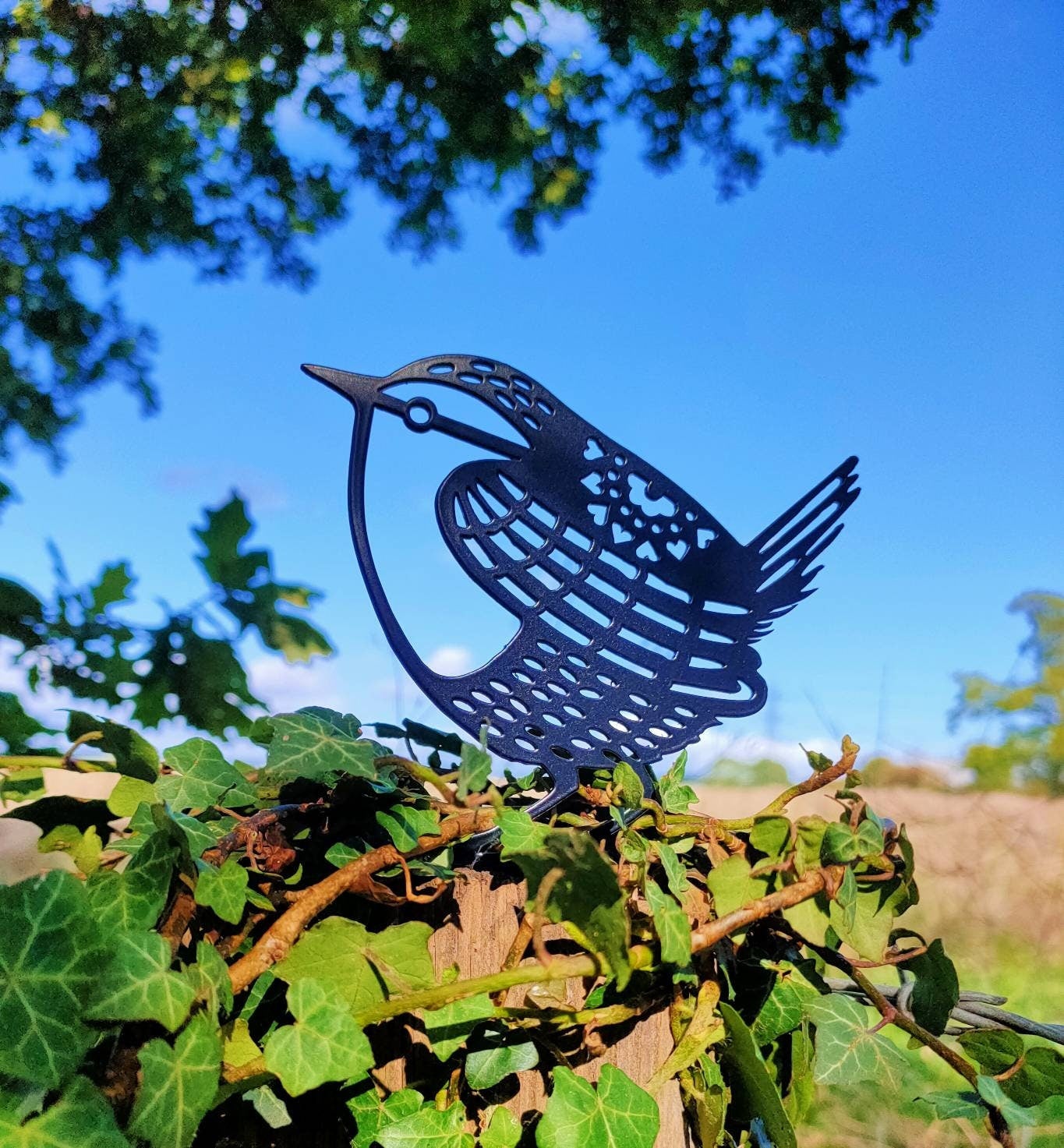 Metal Bird Fence Topper – Robin, Blue Tit, Wren or Long-Tailed Tit