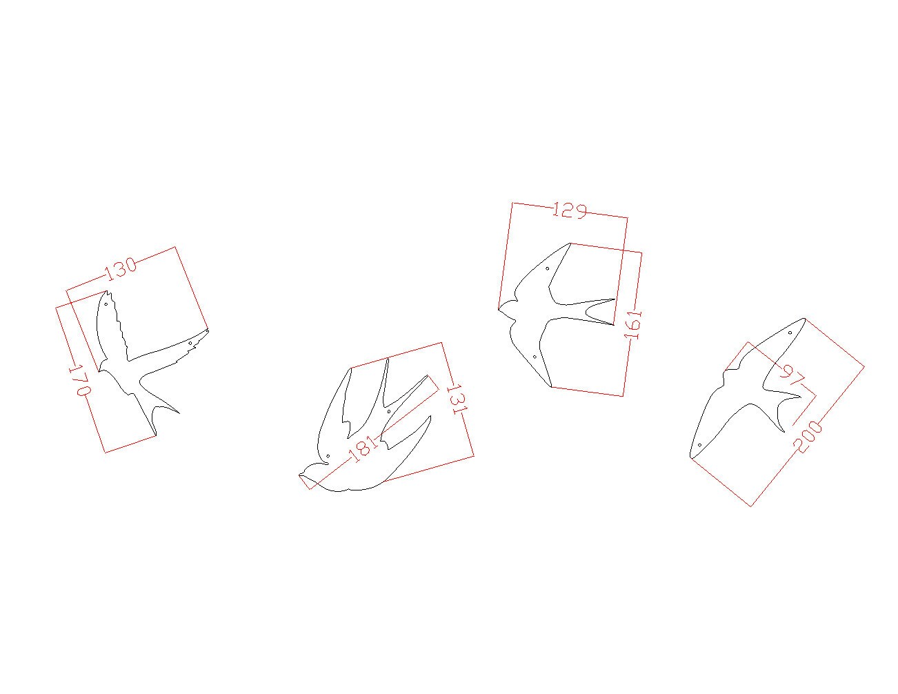 Rusty Metal Swallow Wall Art – Set of 4