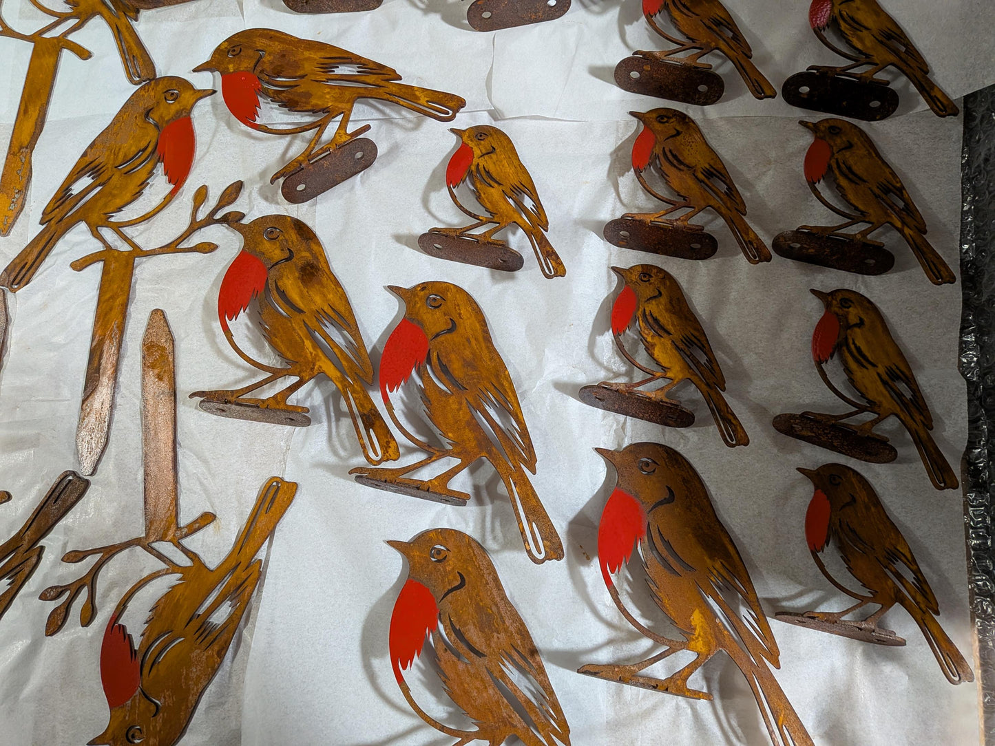 Rusty Metal Robin Garden Stake | Laser Cut Hand Finished Bird Ornament