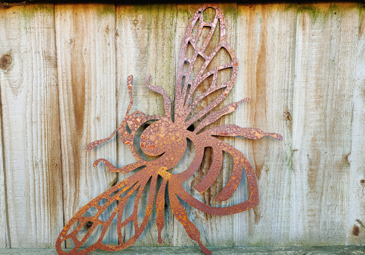 Rusty Metal Bee Garden Art | Laser Cut Honey Bee Outdoor Decor