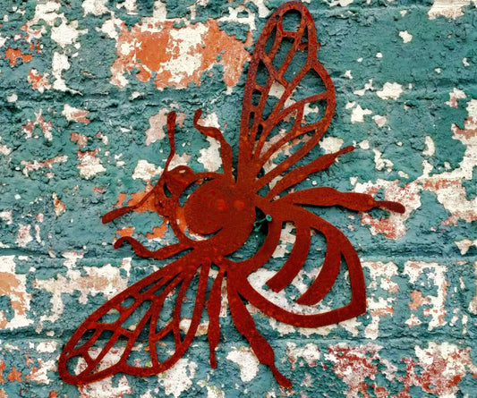 Rusty Metal Bee Garden Art | Laser Cut Honey Bee Outdoor Decor