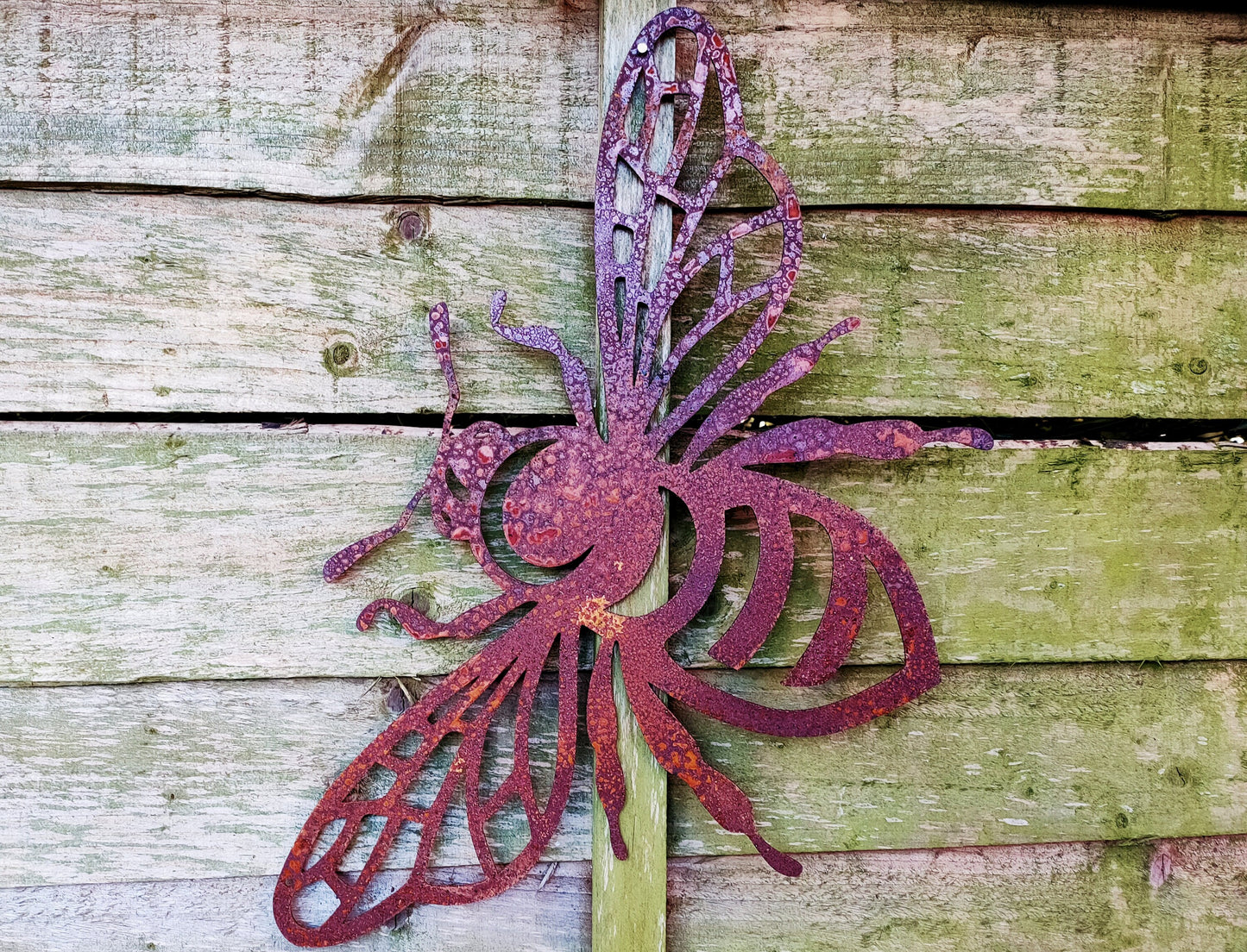 Rusty Metal Bee Garden Art | Laser Cut Honey Bee Outdoor Decor
