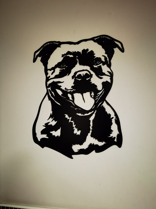 Staffy Metal Silhouette Wall Art | Laser Cut Staffordshire Bull Terrier Plaque