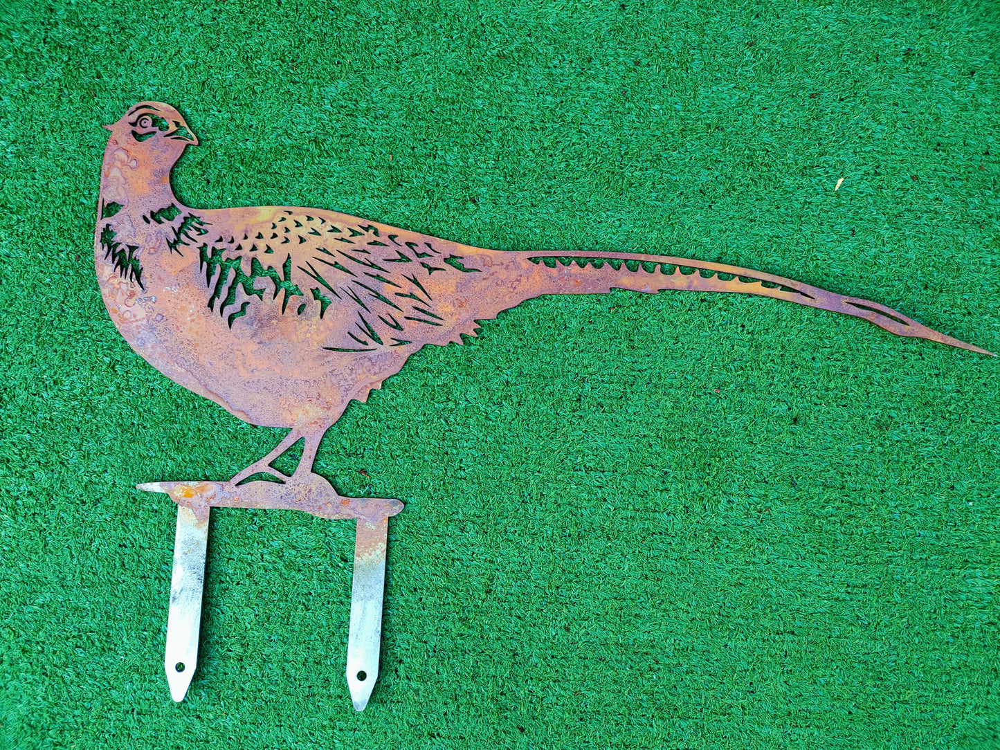 Rusty Metal Pheasant Garden Art | Pre-Rusted Outdoor Wildlife Decor