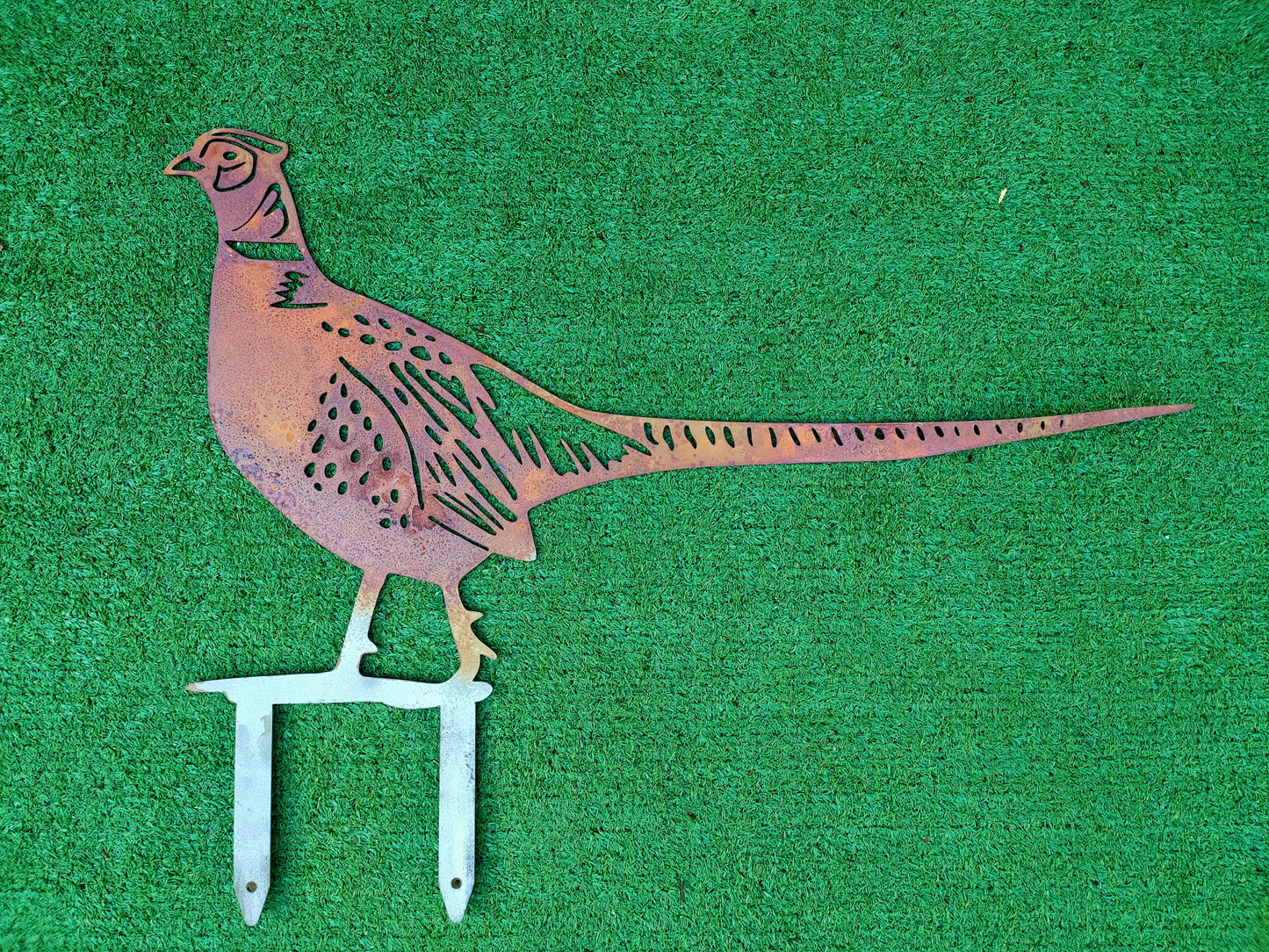 Rusty Metal Pheasant Garden Art | Pre-Rusted Outdoor Wildlife Decor