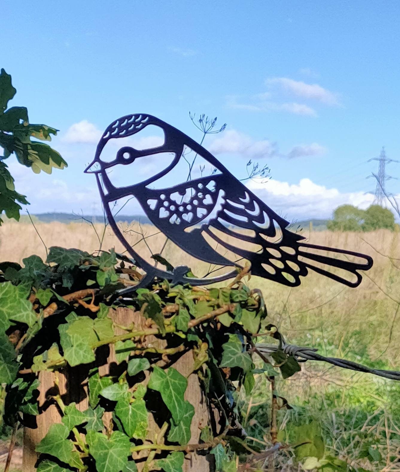 Metal Bird Fence Topper – Robin, Blue Tit, Wren or Long-Tailed Tit