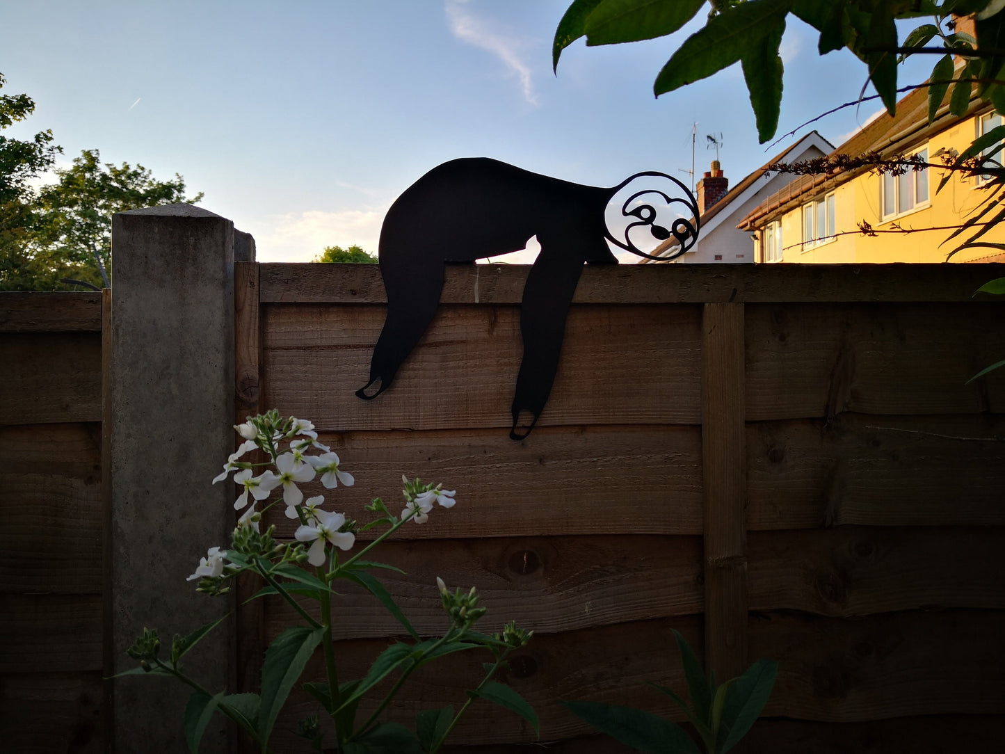 Sloth Fence Topper | Laser Cut Metal Garden Art Silhouette