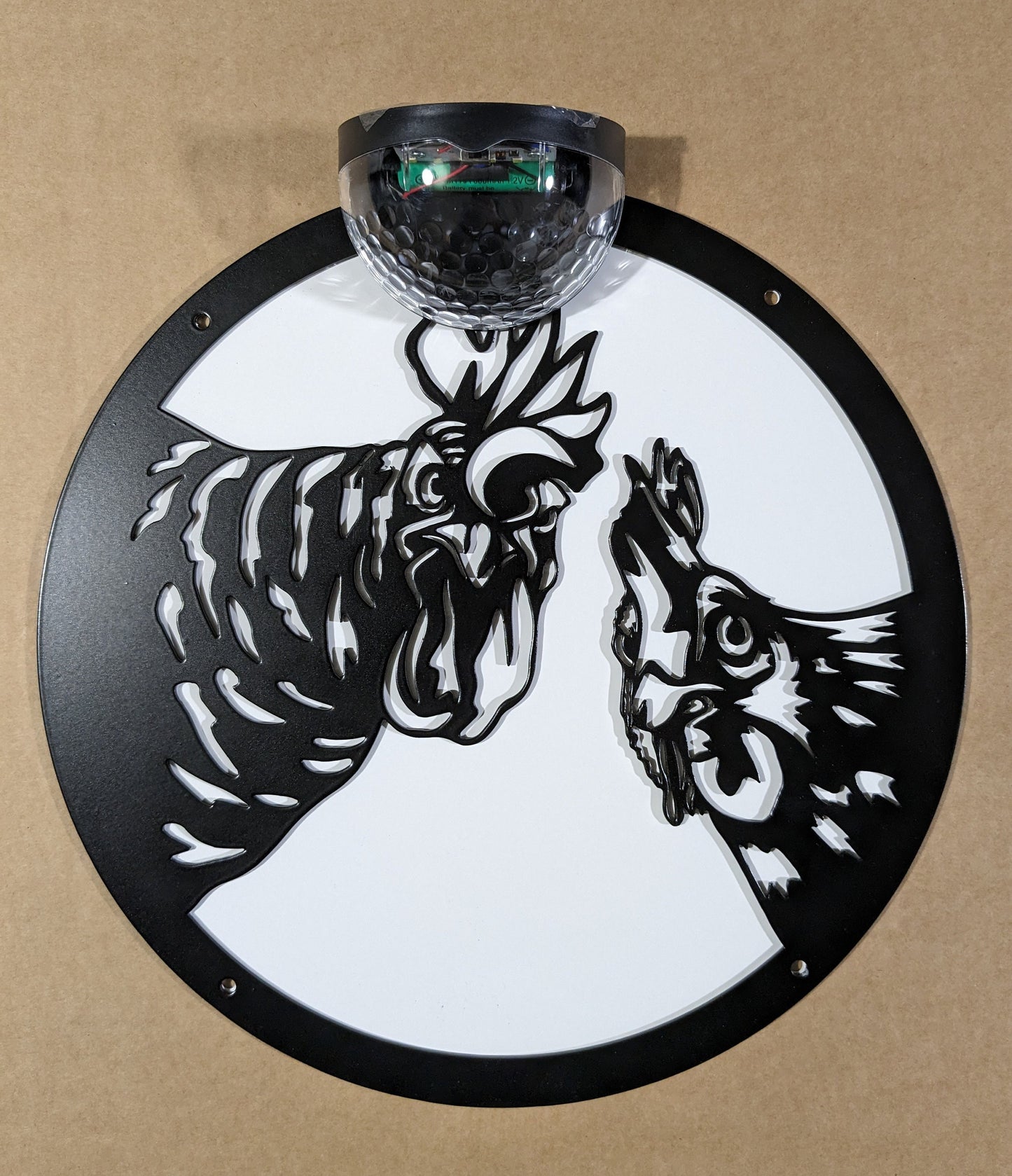 Chicken Solar Wall Art | Laser Cut Metal Garden Plaque
