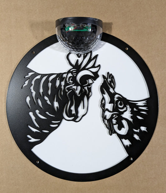 Chicken Solar Wall Art | Laser Cut Metal Garden Plaque