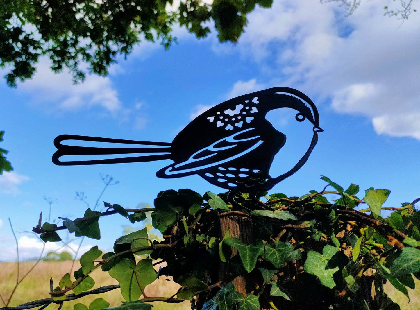 Metal Bird Fence Topper – Robin, Blue Tit, Wren or Long-Tailed Tit