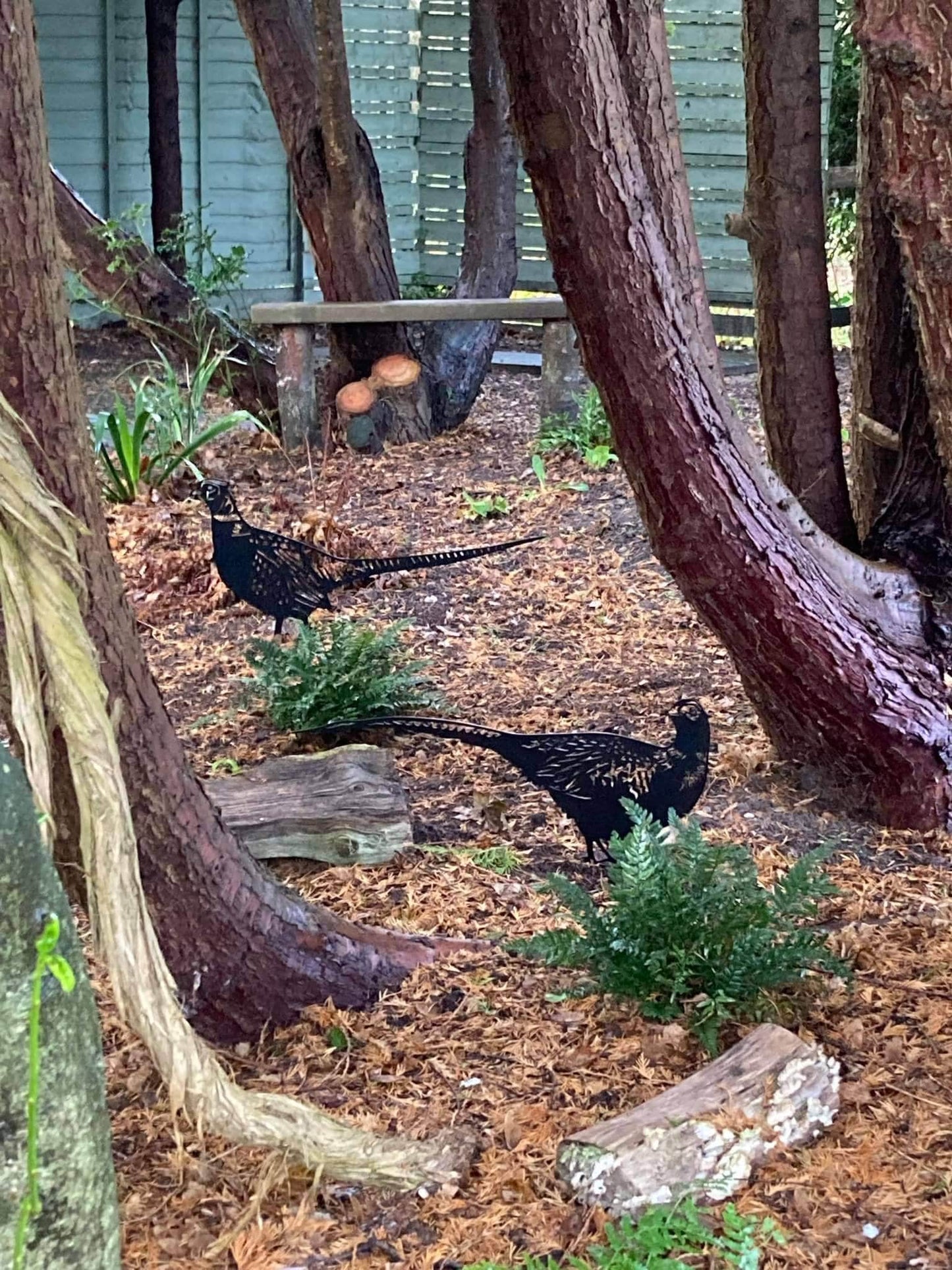 Laser Cut Metal Pheasant Garden Art | Satin Black Outdoor Wildlife Decor
